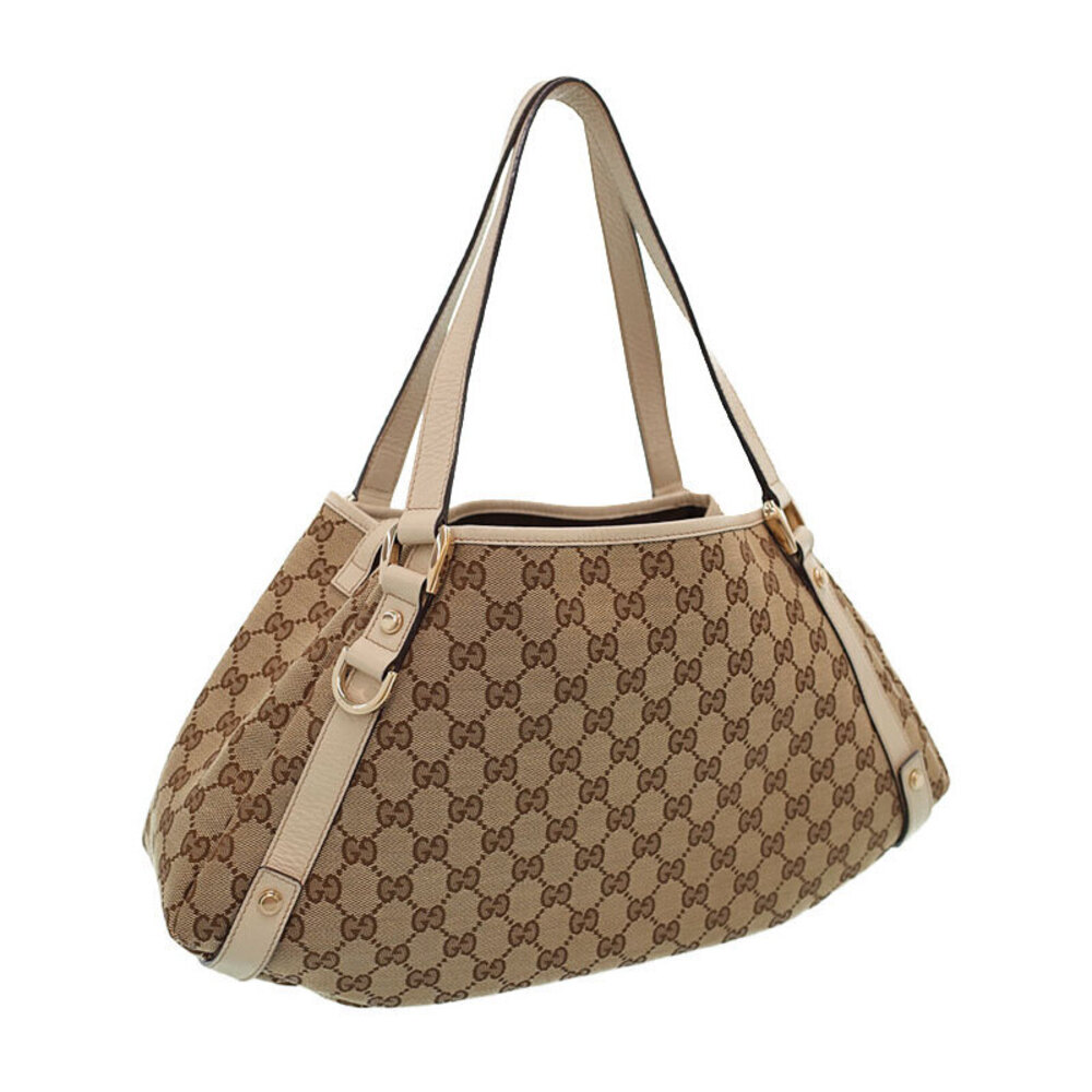 Gucci Brown Beige Abbey ssima Tote Tan Bag Leather
